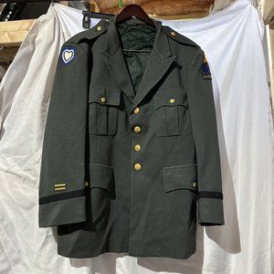 WWII US Army Men's Officer Wool Dress Coat Jacket USA Armor Center & 24th Corps